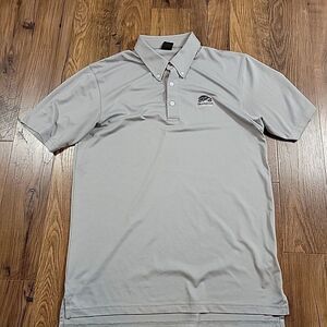 Dunning Golf Polo Shirt Mens Medium Gray Tranquilo Golf Club Short Slv Pit Mark*